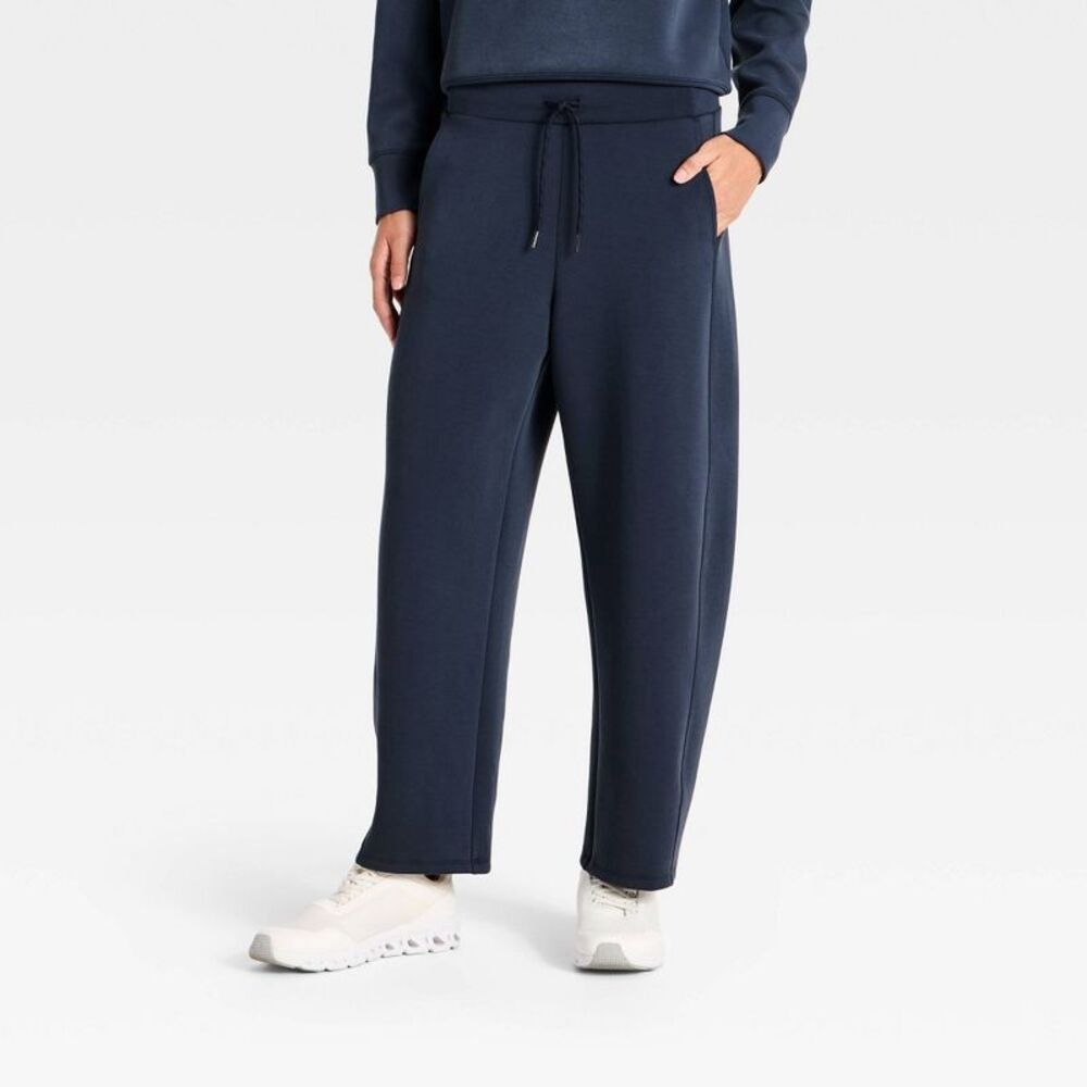 Women's Airy Sleek Barrel Leg Sweatpants - All In Motion Navy Blue S